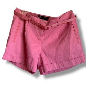 Bebe Pink Linen Blend 3" Inseam Barbiecore 90s Shorts With Removable Belt Sz 2